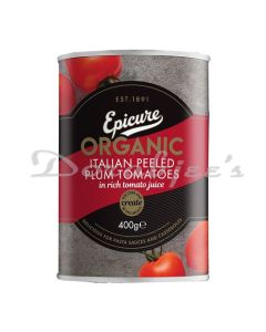 EPICURE ORGANIC ITALIAN PEELED PLUM TOMATOES 400G