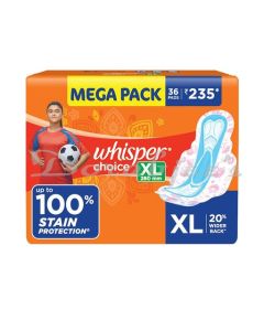 WHISPER CHOICE SANITARY 36 XL SANITARY PADS 280MM