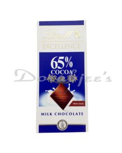 LINDT CHOCOLATE COCOA 65% MILK CHO 80G