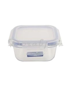 NATURALLYOURS GLASS SQUARE CONTAINER 320 ML WITH FLAT PP LID