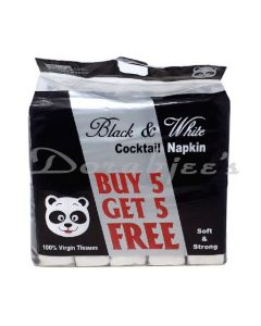 BLACK & WHITE NAPKINS 1PLY 5 PLUS 5