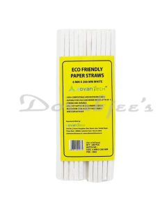 WHITE PAPER STRAW  6MM X  200MM BIODEGRADABLE AND ECO FRIENDLY