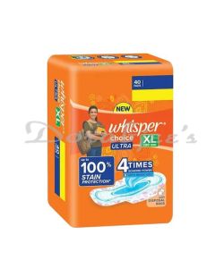 WHISPER CHOICE ULTRA SANITARY NAPKIN WITH WINGS 280MM  XL 40 SANITARY PADS