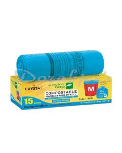CRYSTAL COMPOSTABLE GARBAGE BAG 19 X 21 BLUE MEDIUM 15 PCS
