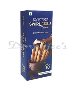 MADDOX SWIRLICIOUS CHOCOLATE WAFER ROLL BISCUIT 105G 10 ST BOX