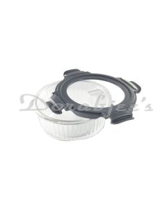 VEIGO GLASS FOOD STORAGE CONTAINER WITH TEMPERED GLASS LID ROUND 640 ML