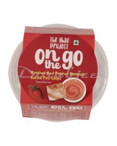 THE KHAO PROJECT ON THE GO HUMMUS SNACK PACK ROASTED RED PEPPER BAKED PITA CHIPS 90G