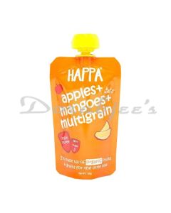HAPPA ORGANIC APPLES MANGOES AND MULTIGRAIN FRUIT AND GRAIN PUREE CEREAL 100G