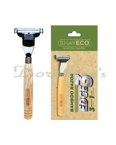SHAVECO EDGE 3 BAMBOO RAZOR 1 HANDLE PLUS 2 CARTRIDGES