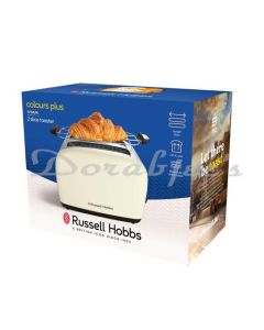 RUSSELL HOBBS COLORS PLUS 2 SLICE TOASTER 1600W STAINLESS STEEL CREAM WIDE TOAST SLOTS 2655156