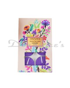 SOULFLOWER AROMA TEA LIGHT CANDLE PACK OF  6 LAVENDER