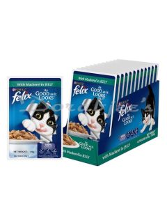 PURINA FELIX  WET FOOD FOR ADULT CATS   MACKEREL FLAVOR PACK OF 1 POUCH 1 X 85 G