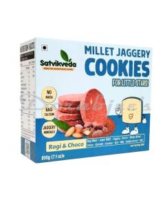 SATVIKVEDA RAGI CHOCO COOKIES 200G  MILLET JAGGERY BISCUITS  NUTRITIOUS SNACKS FOR KIDS