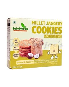 SATVIKVEDA JOWAR COCONUT COOKIES 200G  MILLET JAGGERY BISCUITS  NUTRITIOUS SNACKS FOR KIDS