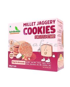 SATVIKVEDA RAGI ALMONDS COOKIES 200G  MILLET JAGGERY BISCUITS  NUTRITIOUS SNACKS FOR KIDS