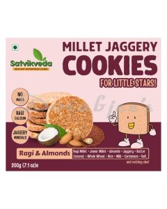 SATVIKVEDA RAGI ALMONDS COOKIES 100G  MILLET JAGGERY BISCUITS  NUTRITIOUS SNACKS FOR KIDS
