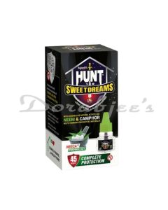 HUNT 100 SWEET DREAMS 45 ML  NEEM & CAMPHOR  WORKS ON ALL MACHINE MOSQUITO VAPORIZER REFILL
