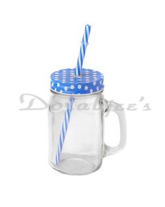SANJEEV KAPOOR MASON GLASS JAR WITH LID AND STRAW 450 ML SET OF 1 PC