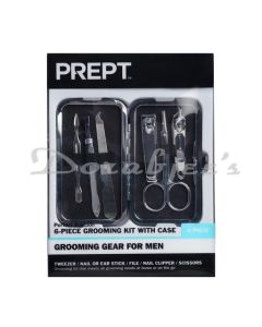 PREPT 6PIECE MENS GROOMING KIT WITH CASE NAIL CLIPPER SCISSORS TWEEZERS FILE EAR STICK