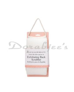 BUNGALOW BEAUTY  MICROFIBER LOOFAH BACK SCRUBBER AND EXFOLIATING BODY SPONGE WHITE
