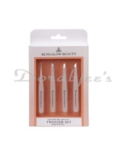 BUNGALOW BEAUTY  4 PCS PRECISION MULTIFUNCTION TWEEZERS SET