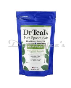 DR TEALS PURE EPSOM BATH SALT SOAK RELAX & RELIEF WITH EUCALYPTUS & SPEARMINT 450G