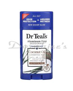 DR TEALS ALUMINUM FREE DEODORANT STICK FOR UNISEX MAGNESIUM + COCONUT OIL & ESSENTIAL OILS 75G