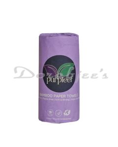 PURPLEEF 100% BIODEGRADABLE BAMBOO KITCHEN TOWEL - UNBLEACHED 3PLY 125 SHEETS