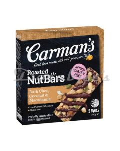 CARMANS DARK CHOCOLATE MACADAMIA & COCONUT NUT BARS PACK OF 5