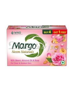 MARGO NEEM NATURAL SOAP WITH GOODNESS OF 1000 LEAVES100GM*5 ENRICHED WITH ALMOND OIL & ROSE