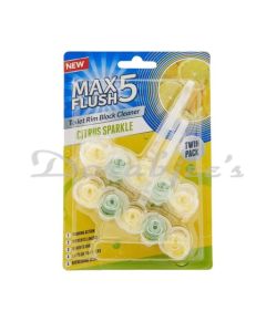 MAX FLUSH 5 CITRUS SPARKLE TOILET RIM BLOCK CLEANER 2X45