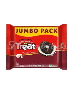 BRITANNIA TREAT VANILLA CREME  WAFER BISCUIT  5X103G