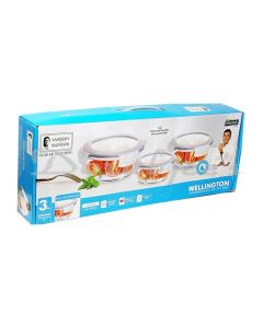 SANJEEV KAPOOR WELLINGTON ROUND CONTAINER  SET 3 PC GLASS CONTAINER WITH GIFT BOX