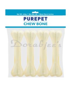 PUREPET PRESSED CHEW BONES  DOG TREATS  12.7 CM  PACK OF 4 BONES
