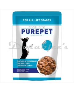 PUREPET WET PUPPY DOG FOOD  CHICKEN AND VEGETABLE CHUNKS IN GRAVY  15 POUCHES 15 X 70G
