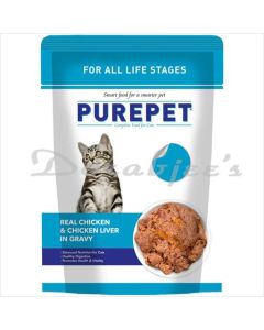 PUREPET WET CAT  FOOD  REAL CHICKEN CHUNKS IN GRAVY  24 POUCHES 24 X 70G