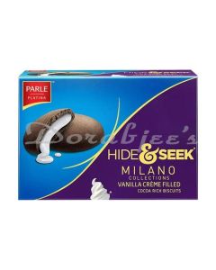 PARLE HIDE AND SEEK MILANO VANILLA CREAM FILLED COCOA RICH BISCUITS 125G