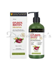 SOULFLOWER ONION BIOTIN SHAMPOO WITH ALOEVERA & PLANT KERATIN RESTORE SHINE & SMOOTHNESS 300ML
